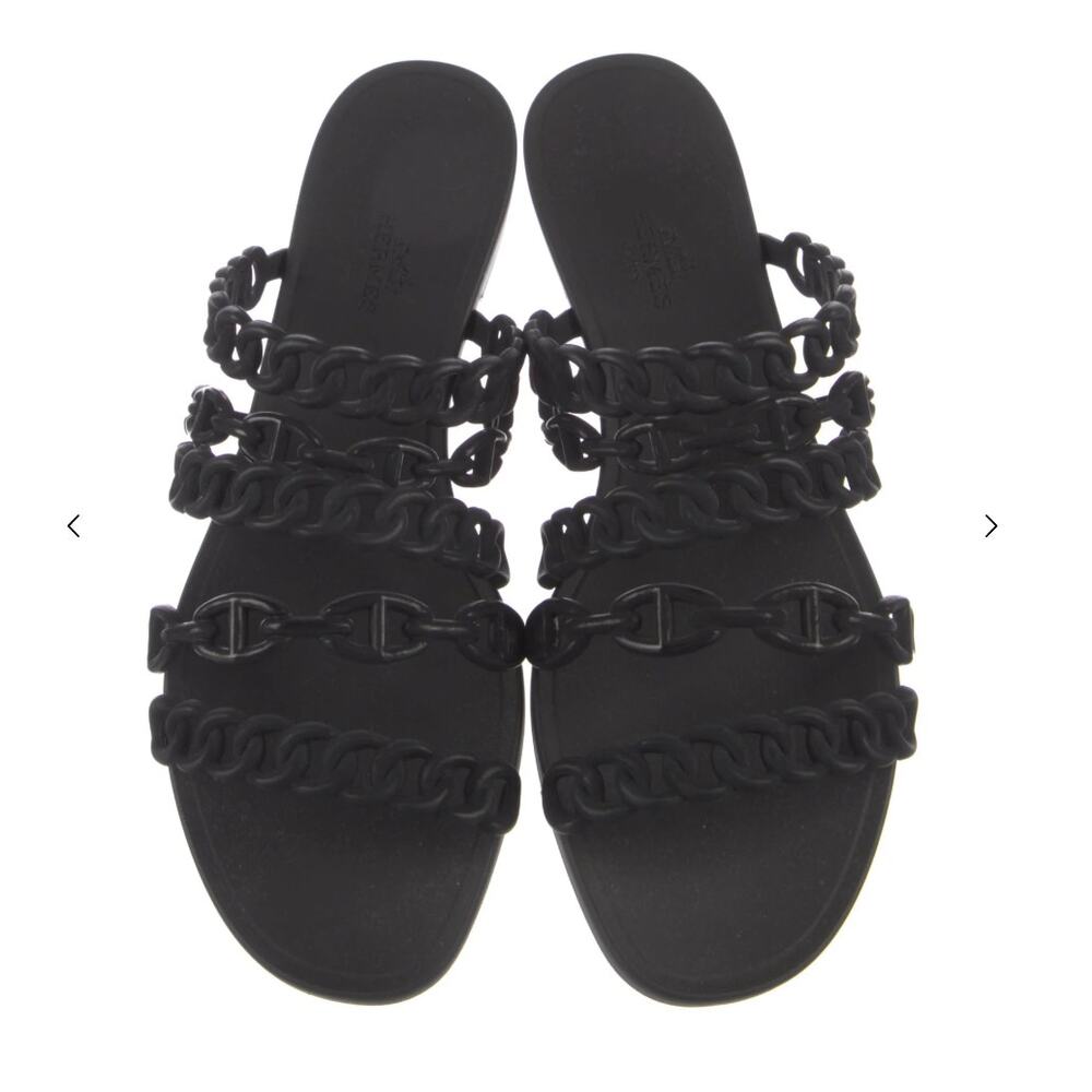 HERMES Rivage Chaîne d'Ancre Insignia Slides Women's Size: 8